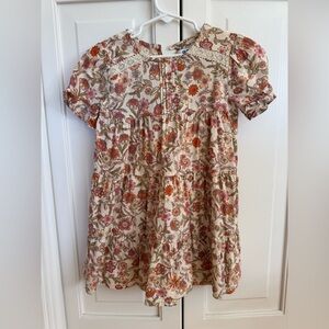 Old Navy Toddler Girls Cream Floral Dress with Pink & Orange Accents
